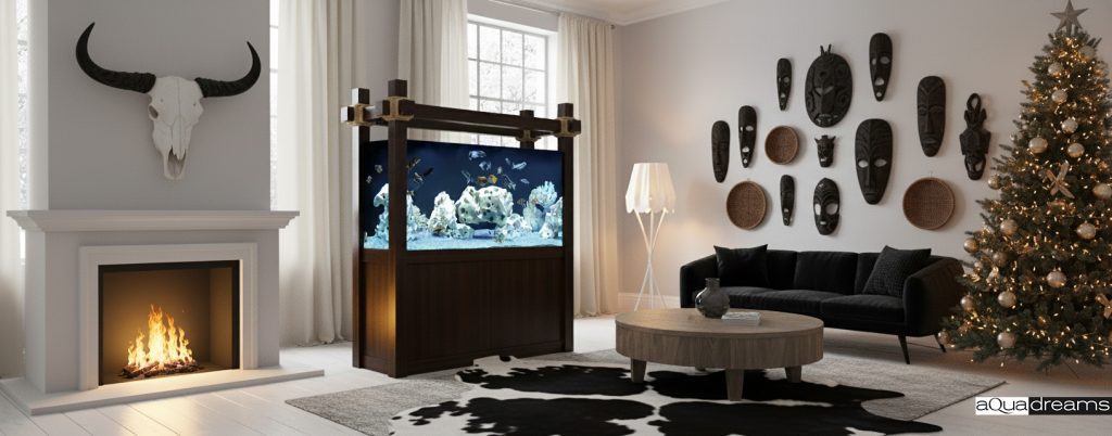 аквариум в стиле этно, корпус дуб, натуральный декор, колониальный дизайн